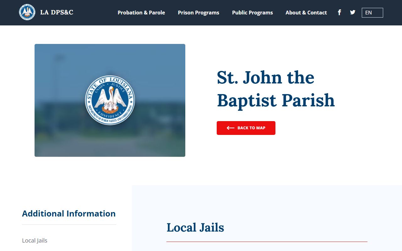 Louisiana DPS and Corrections directory for St. John the Baptist Parish local jail contacts